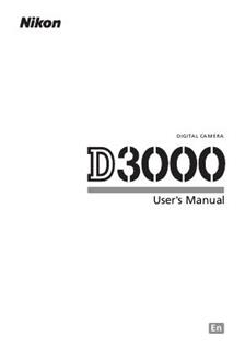 Nikon D3000 manual. Camera Instructions.